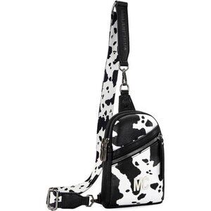 Cow Print Crossbody Mini Bag with Adjustable Strap and Zipper Pockets
